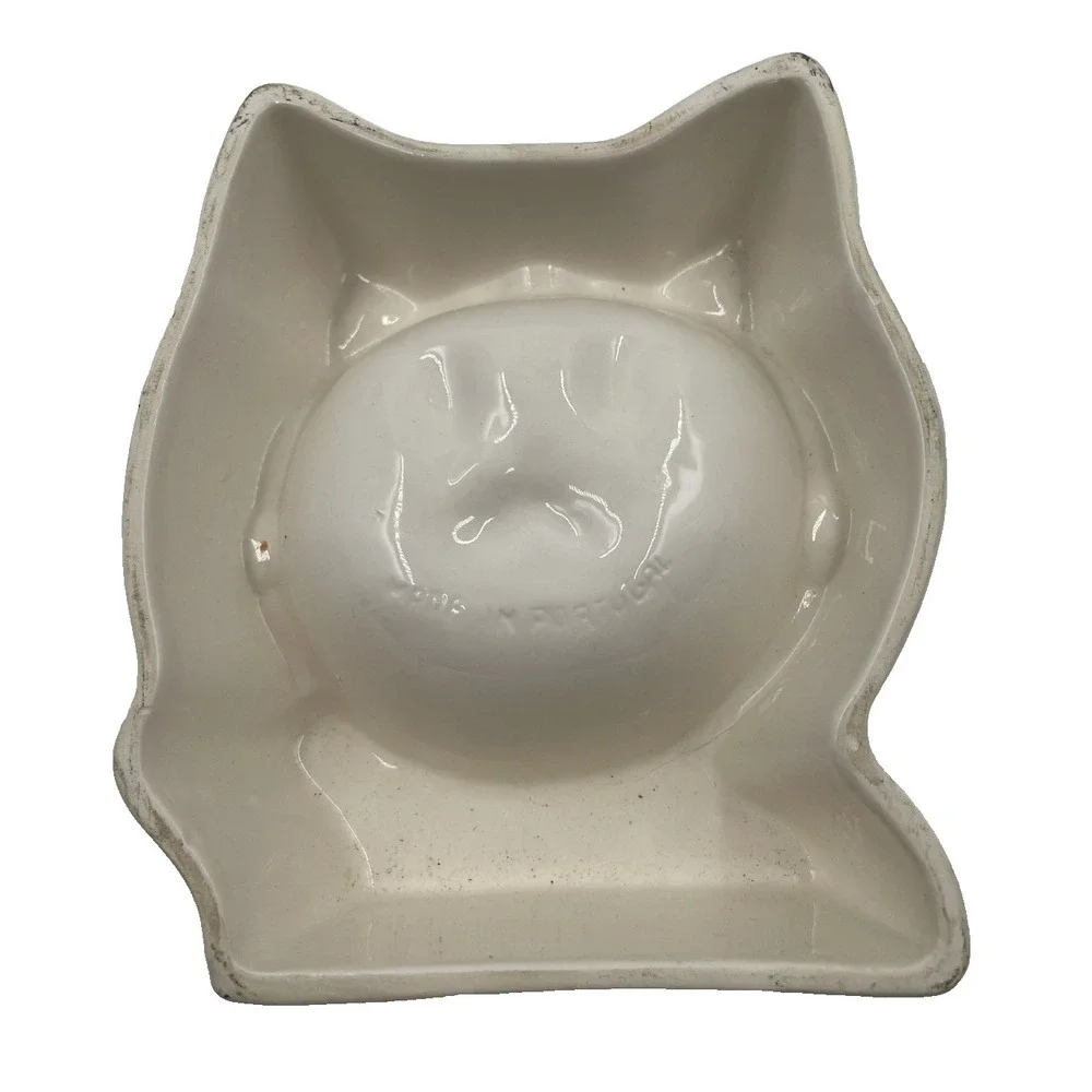 Ceramic CAT BOWL DISH Food or Water Hand‎ Painted from Portugal EUC